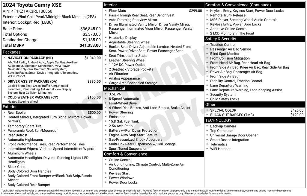 Used 2024 Toyota Camry XSE w/ Navigation Package image 35