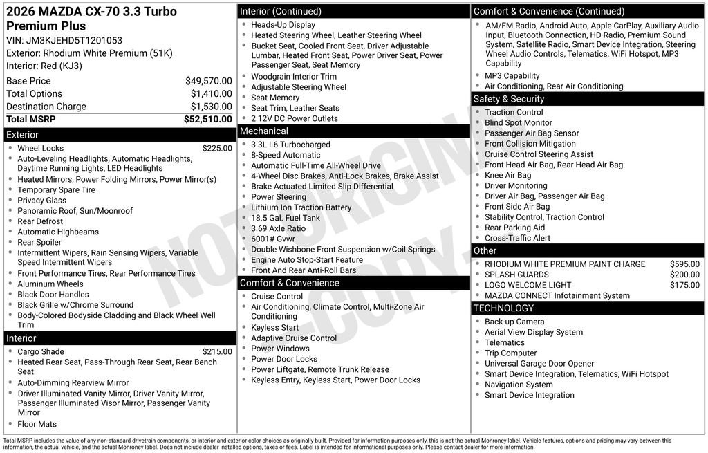 New 2026 MAZDA CX-70 3.3 Turbo w/ Premium Plus Pkg image 6