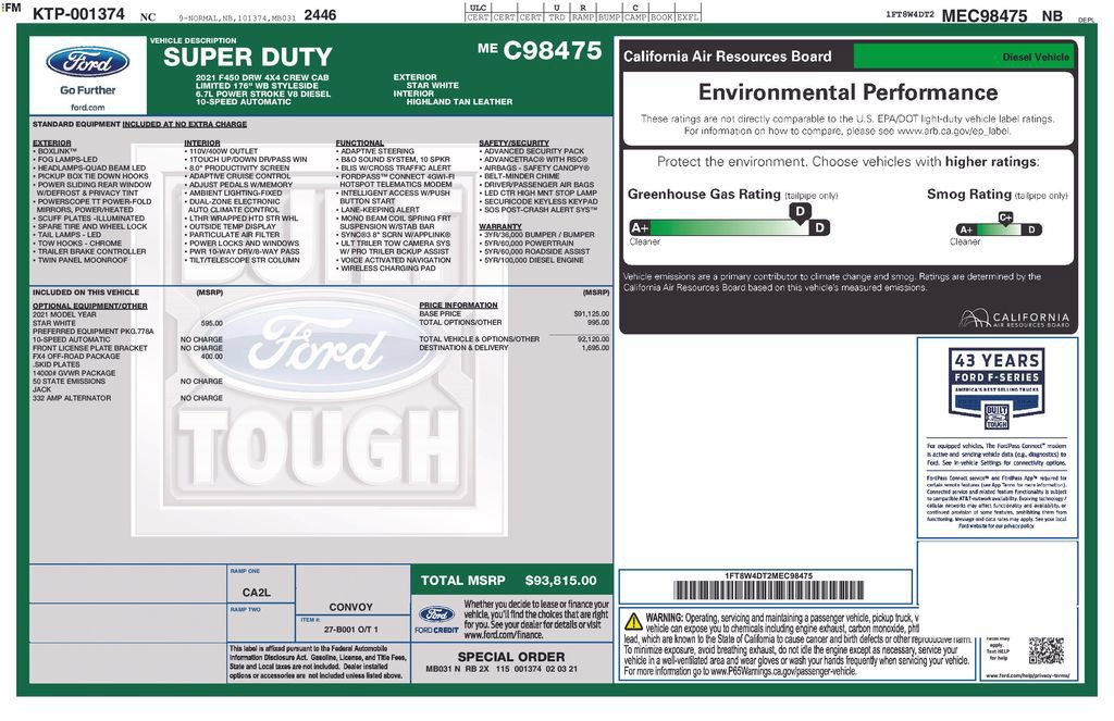 Used 2021 Ford F450 Limited w/ FX4 Off-Road Package AWD/4WD image 7