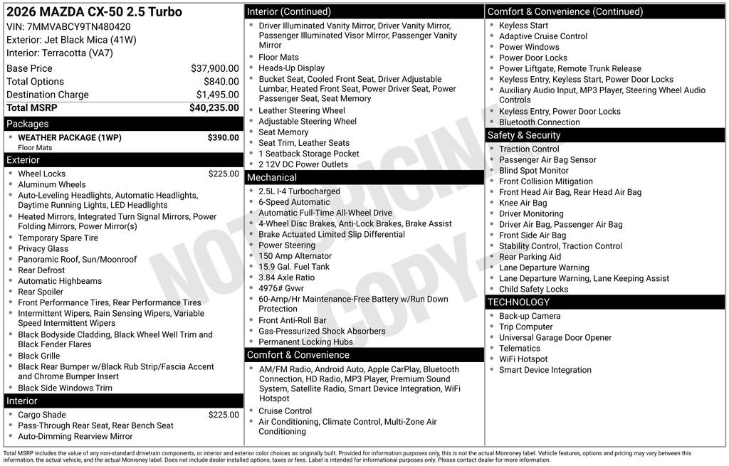 New 2026 MAZDA CX-50 AWD 2.5 S w/ Weather Package image 35