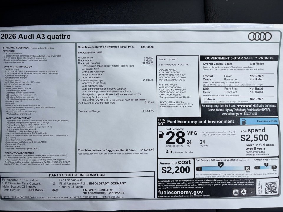 New 2026 Audi A3 2.0T Premium image 33