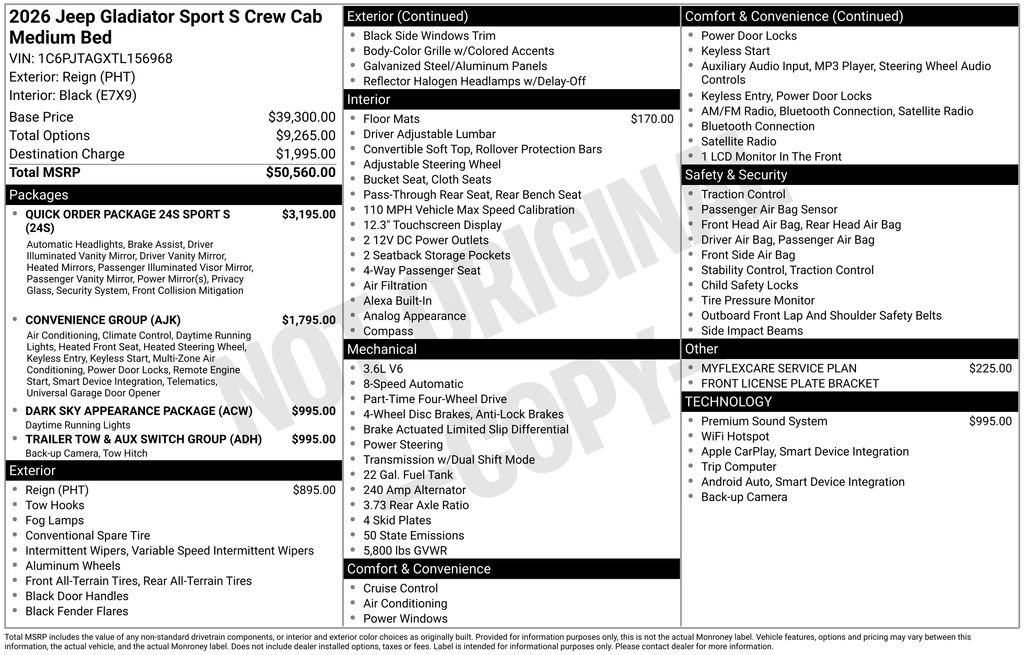 New 2026 Jeep Gladiator Sport image 6