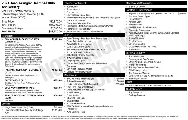 Used 2021 Jeep Wrangler Unlimited Sport image 43