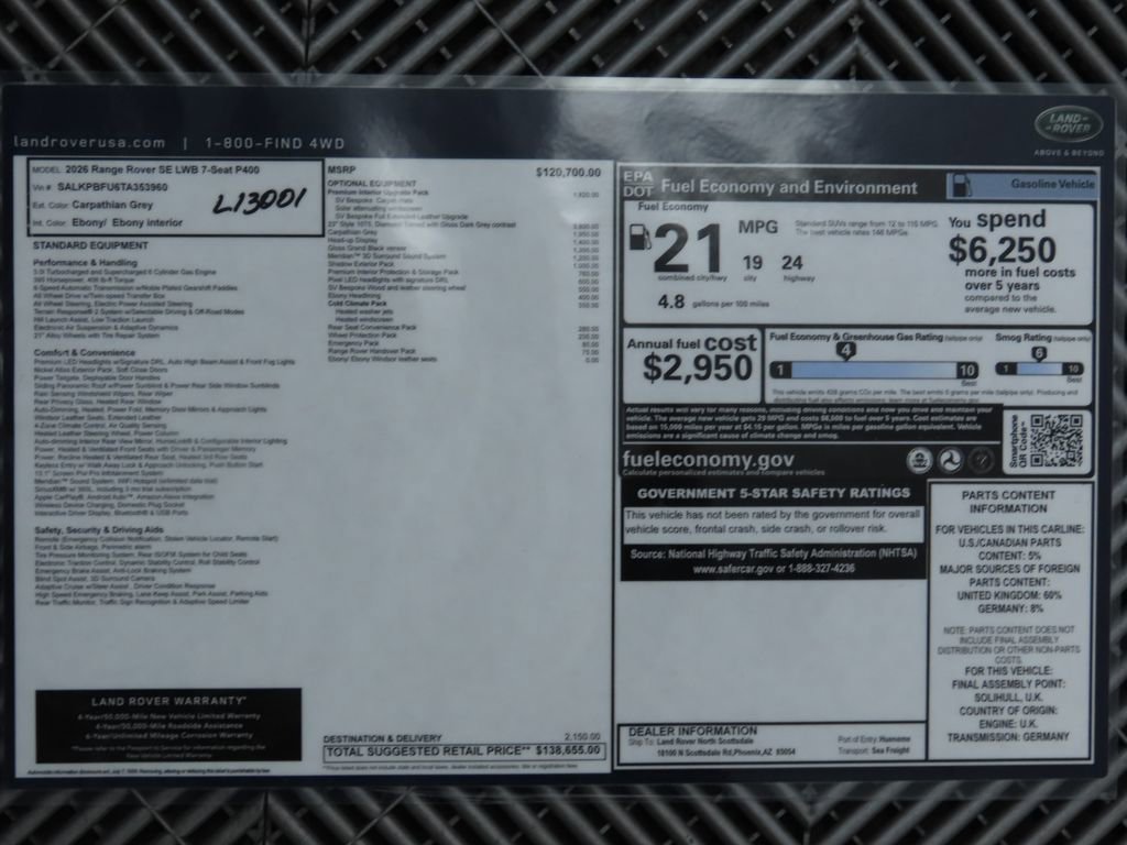 New 2026 Land Rover Range Rover Long Wheelbase SE image 9