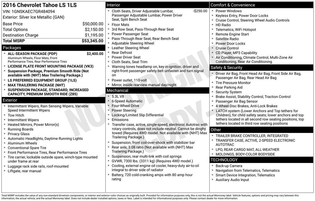 Used 2016 Chevrolet Tahoe LS w/ All-Season Package AWD/4WD image 24