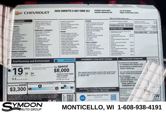 New 2026 Chevrolet Corvette E-Ray w/ Stealth Interior Trim Package image 28