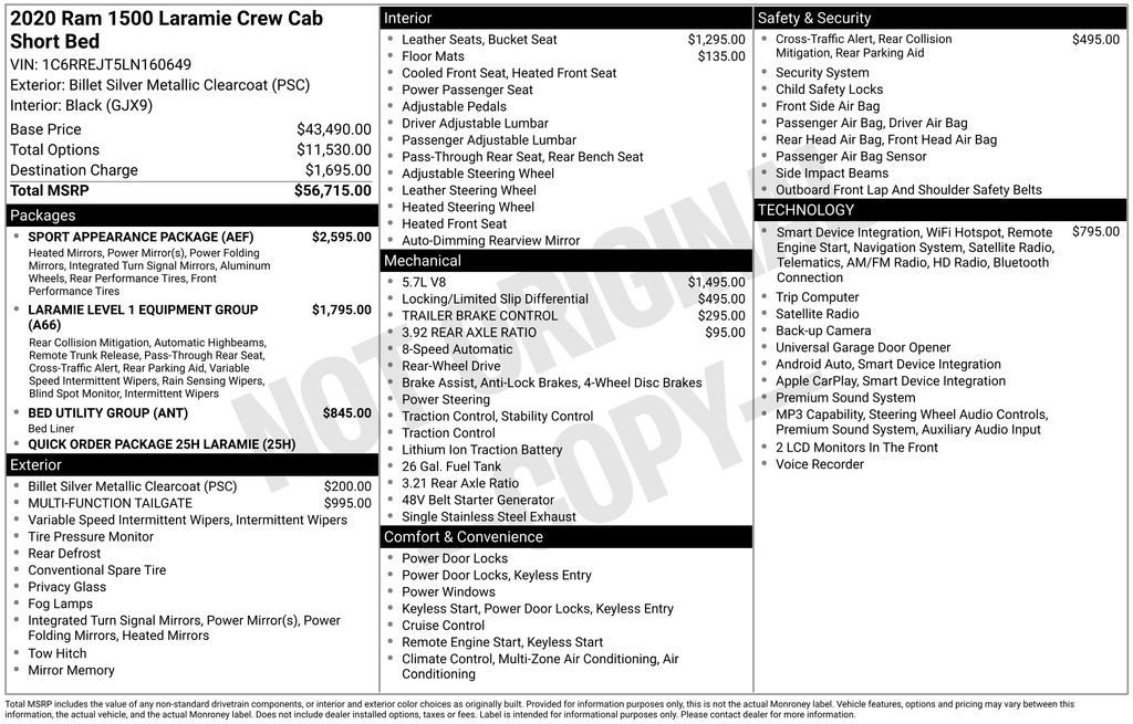 Used 2020 RAM 1500 Laramie w/ Sport Appearance Package RWD image 41