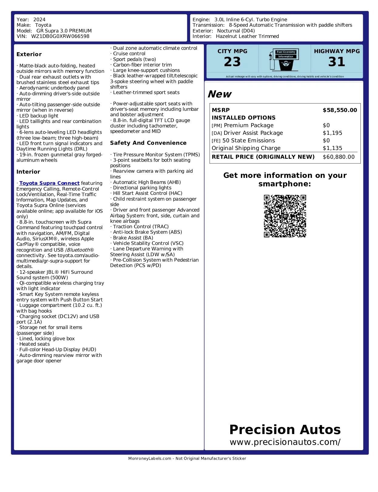 Used 2024 Toyota Supra Premium w/ Driver Assist Package RWD image 48