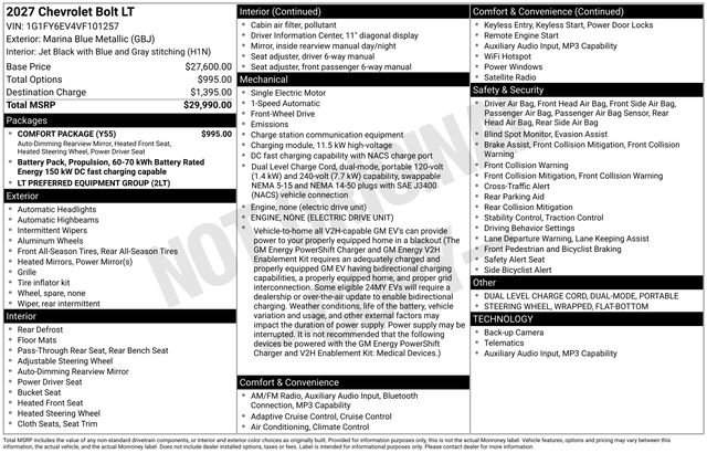 New 2027 Chevrolet Bolt LT w/ Comfort Package image 4
