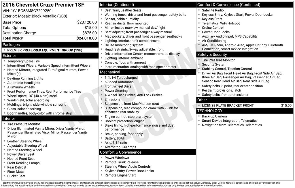 Used 2016 Chevrolet Cruze Premier FWD image 29