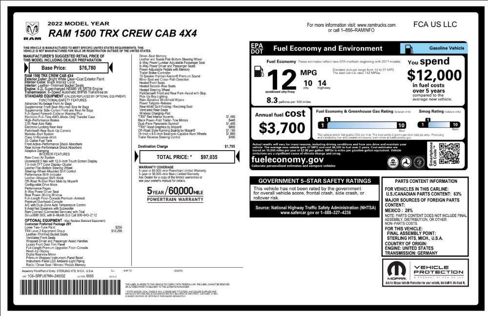 Used 2022 RAM 1500 TRX w/ TRX Level 2 Equipment Group image 2