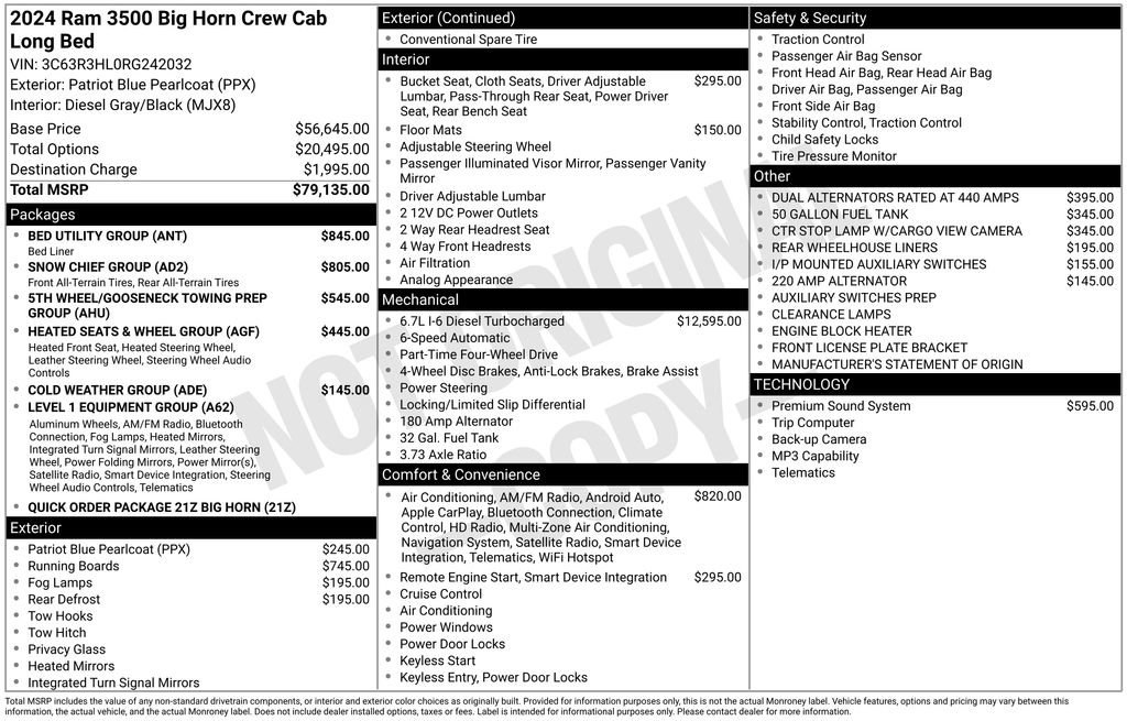 Used 2024 RAM 3500 Big Horn w/ Bed Utility Group image 18