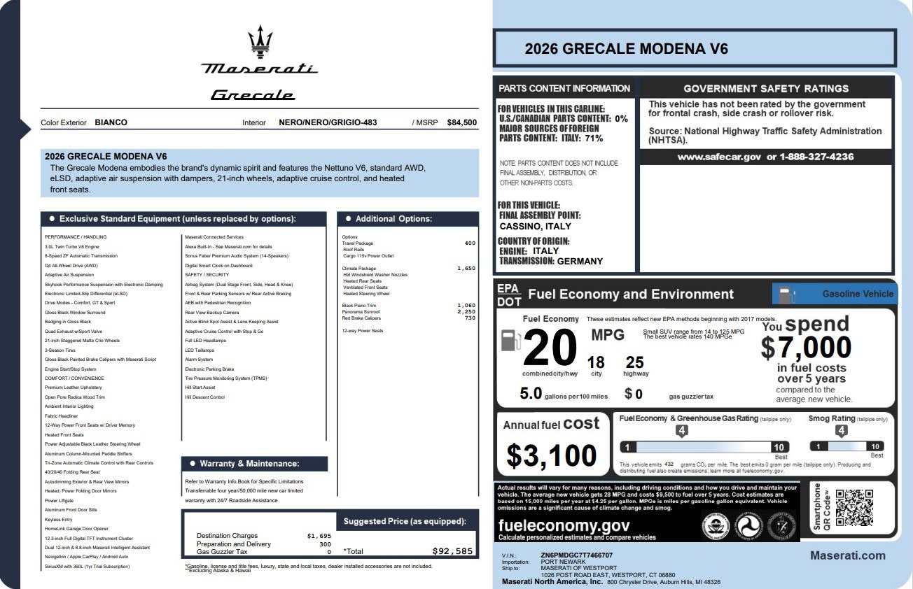 New 2026 Maserati Grecale Modena AWD/4WD image 22