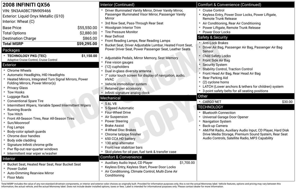 Used 2008 INFINITI QX56 4WD w/ Technology Pkg image 4