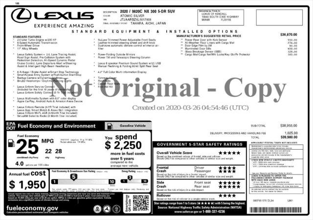 Used 2020 Lexus NX 300 FWD w/ Accessory Package 2 image 4