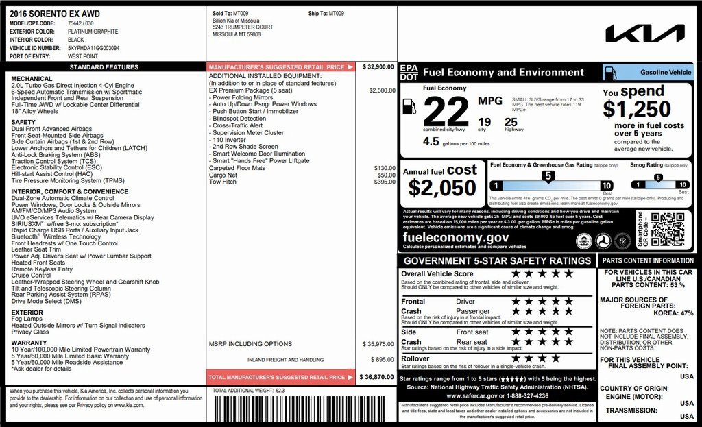 Used 2016 Kia Sorento EX w/ EX Premium Package image 26