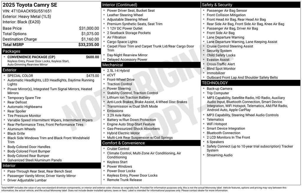 Used 2025 Toyota Camry SE w/ Convenience Package FWD image 37