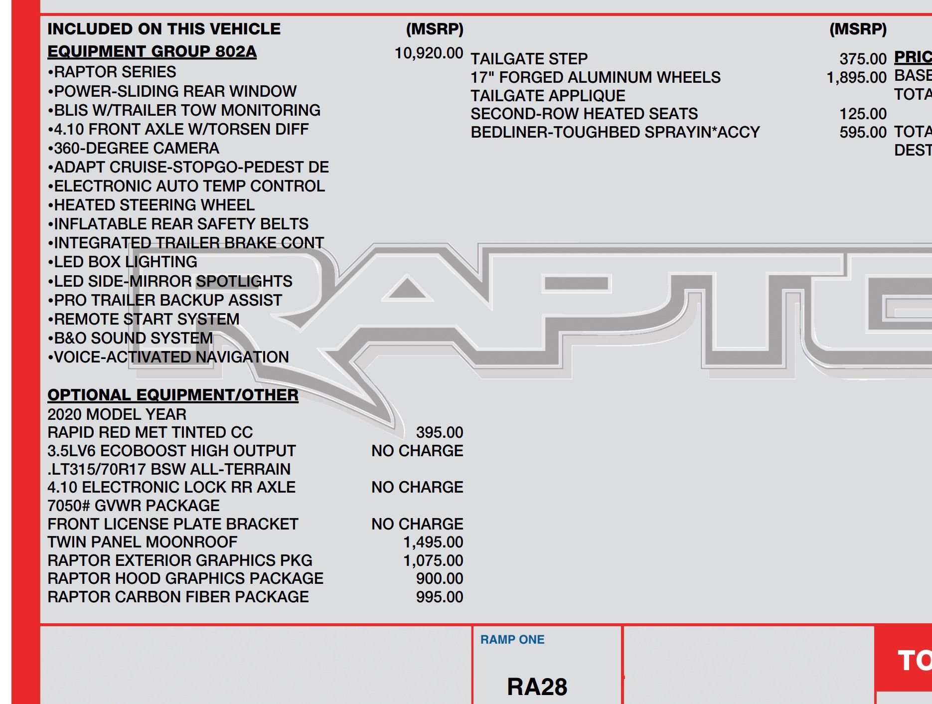 Used 2020 Ford F150 Raptor w/ Equipment Group 802A Luxury image 59