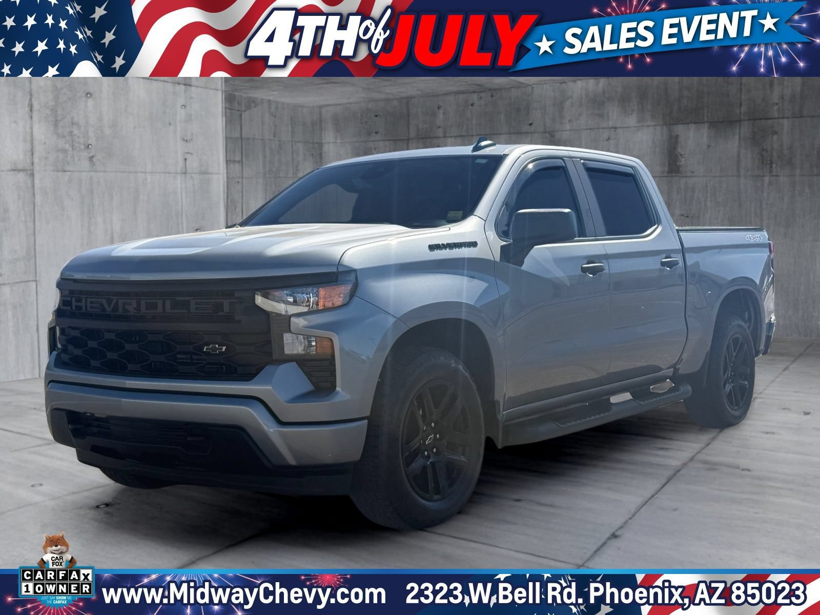 Certified 2024 Chevrolet Silverado 1500 Custom w/ Turbomax Blackout Package AWD/4WD image 1