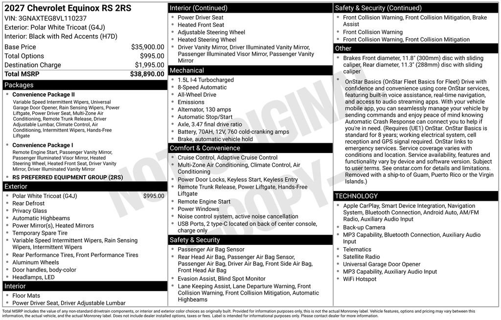 New 2027 Chevrolet Equinox RS AWD/4WD image 26