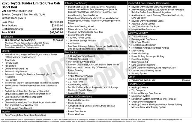 Used 2025 Toyota Tundra Limited w/ TRD Off-Road Package AWD/4WD image 37