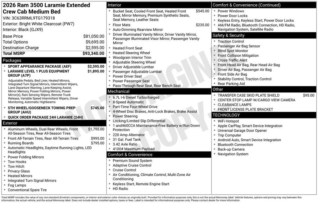 New 2026 RAM 3500 Laramie w/ Sport Appearance Package image 7