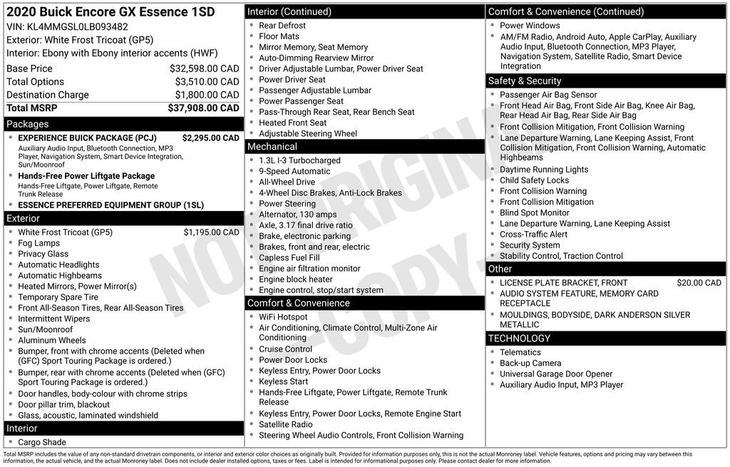 Used 2020 Buick Encore GX Essence w/ Experience Buick Package image 33