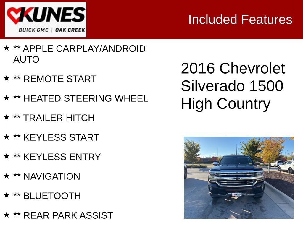 Used 2016 Chevrolet Silverado 1500 High Country w/ High Country Premium Package image 2