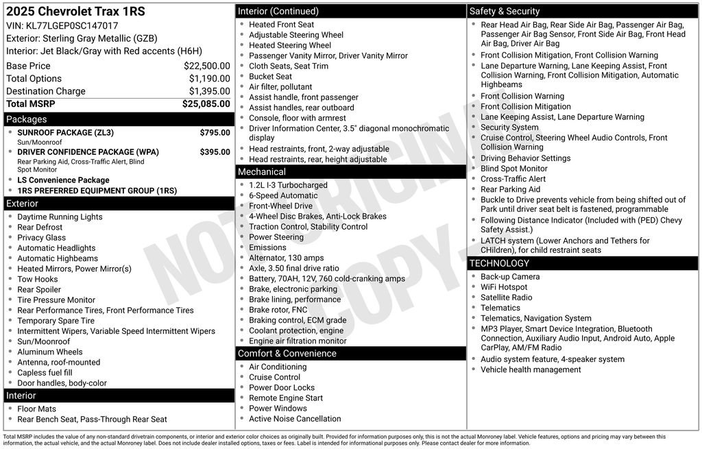 Used 2025 Chevrolet Trax RS w/ Sunroof Package FWD image 2