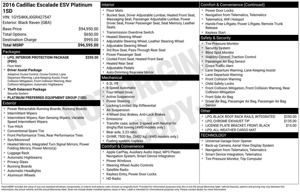 Used 2016 Cadillac Escalade ESV Platinum image 2