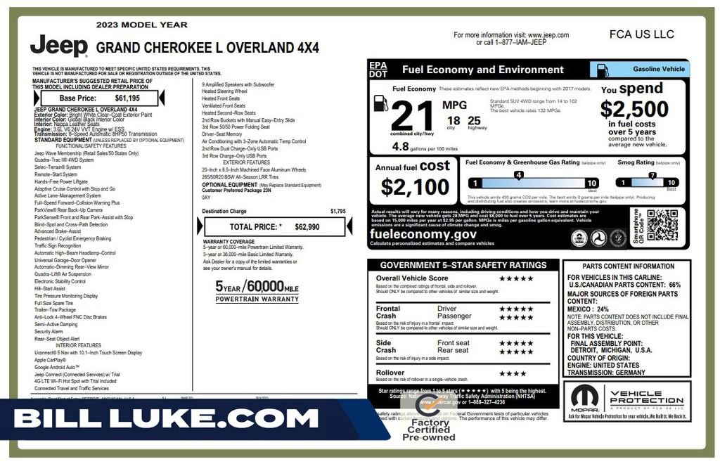 Used 2023 Jeep Grand Cherokee L Overland