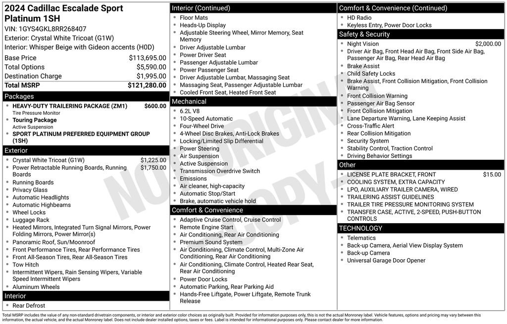 Certified 2024 Cadillac Escalade Sport Platinum w/ Heavy-Duty Trailer Package image 30