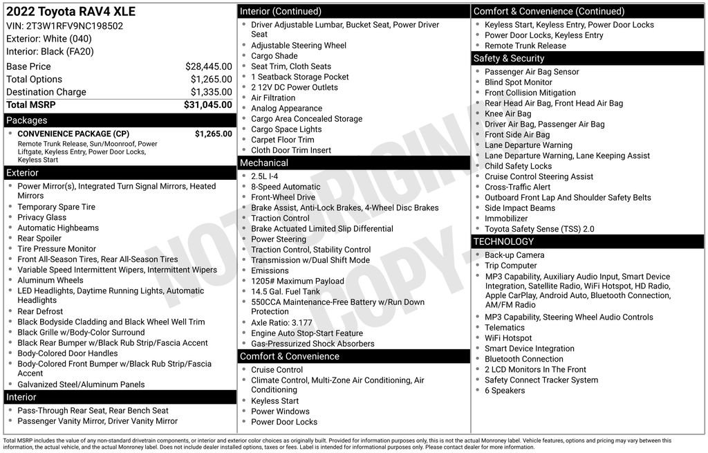 Used 2022 Toyota RAV4 XLE w/ Convenience Package FWD image 44