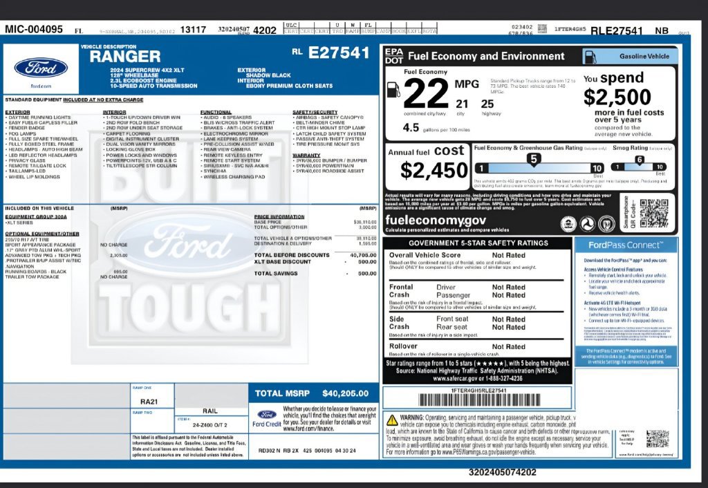 Used 2024 Ford Ranger XLT RWD image 54