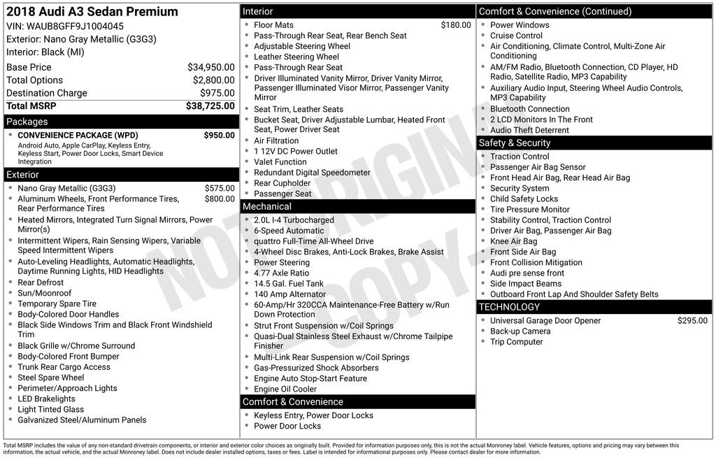 Used 2018 Audi A3 2.0T Premium w/ Convenience Package image 28