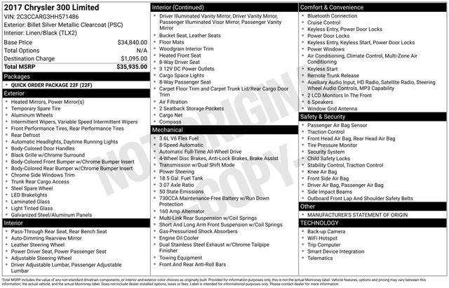 Used 2017 Chrysler 300 Limited AWD/4WD image 4