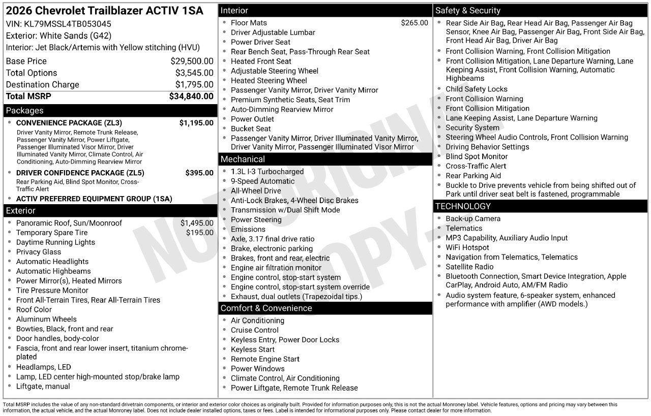Used 2026 Chevrolet TrailBlazer ACTIV w/ Convenience Package AWD/4WD image 5
