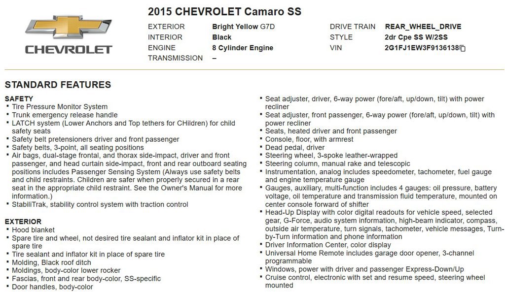 Used 2015 Chevrolet Camaro SS w/ SS Performance Package RWD image 21