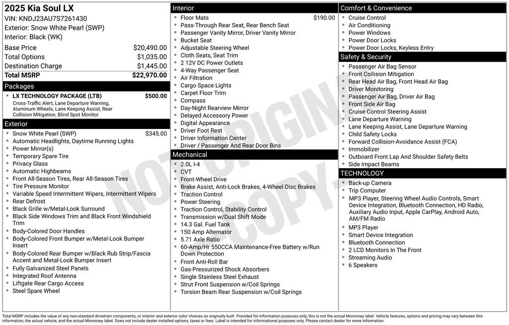 Used 2025 Kia Soul LX w/ LX Technology Package FWD image 6