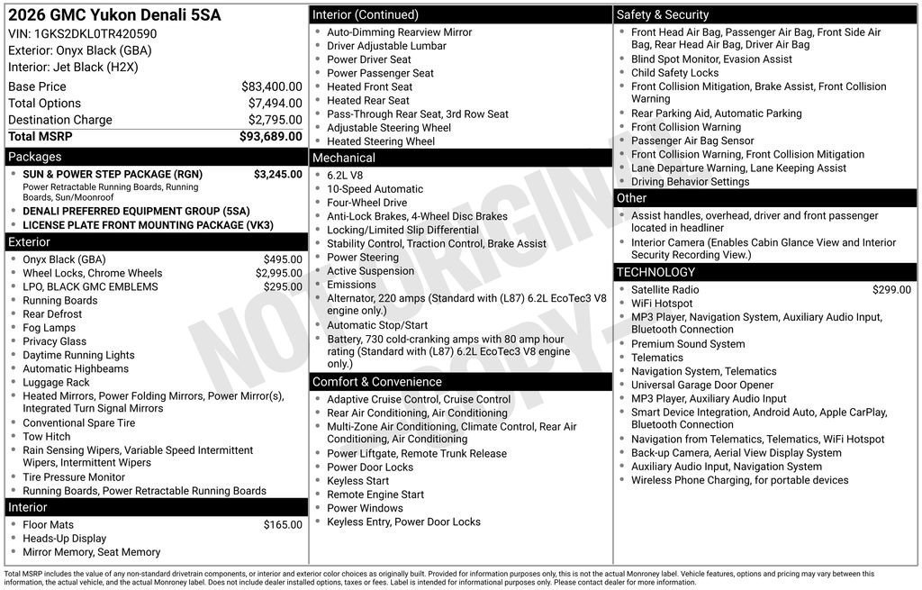 New 2026 GMC Yukon Denali w/ Sun & Power Step Package AWD/4WD image 4
