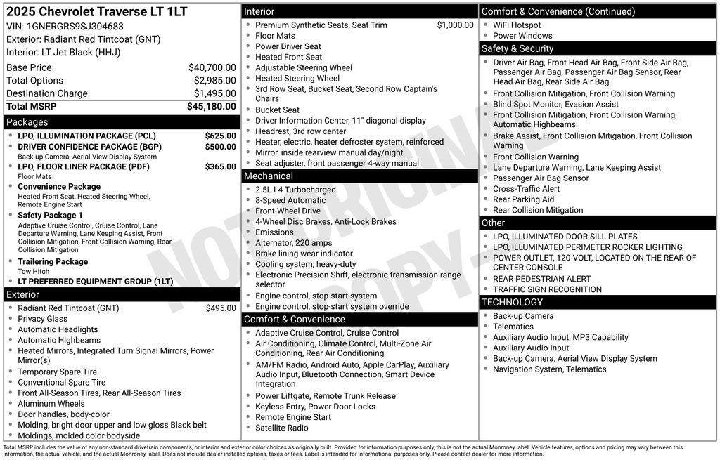New 2025 Chevrolet Traverse LT w/ LPO, Illumination Package FWD image 4