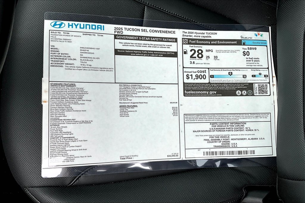 Used 2025 Hyundai Tucson SEL FWD image 20