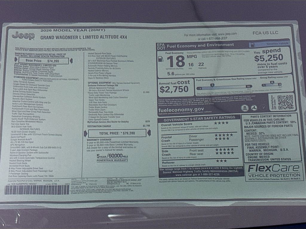 New 2026 Jeep Grand Wagoneer L Limited w/ HD Trailer Tow Package AWD/4WD image 21