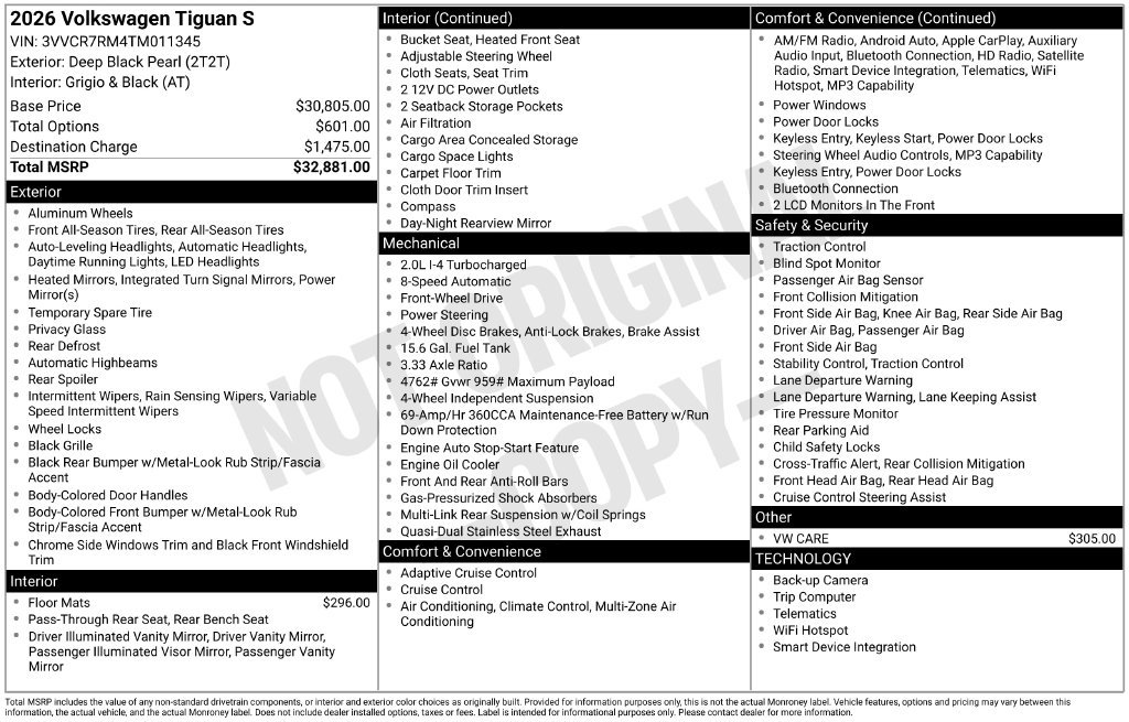 Certified 2026 Volkswagen Tiguan S FWD image 8