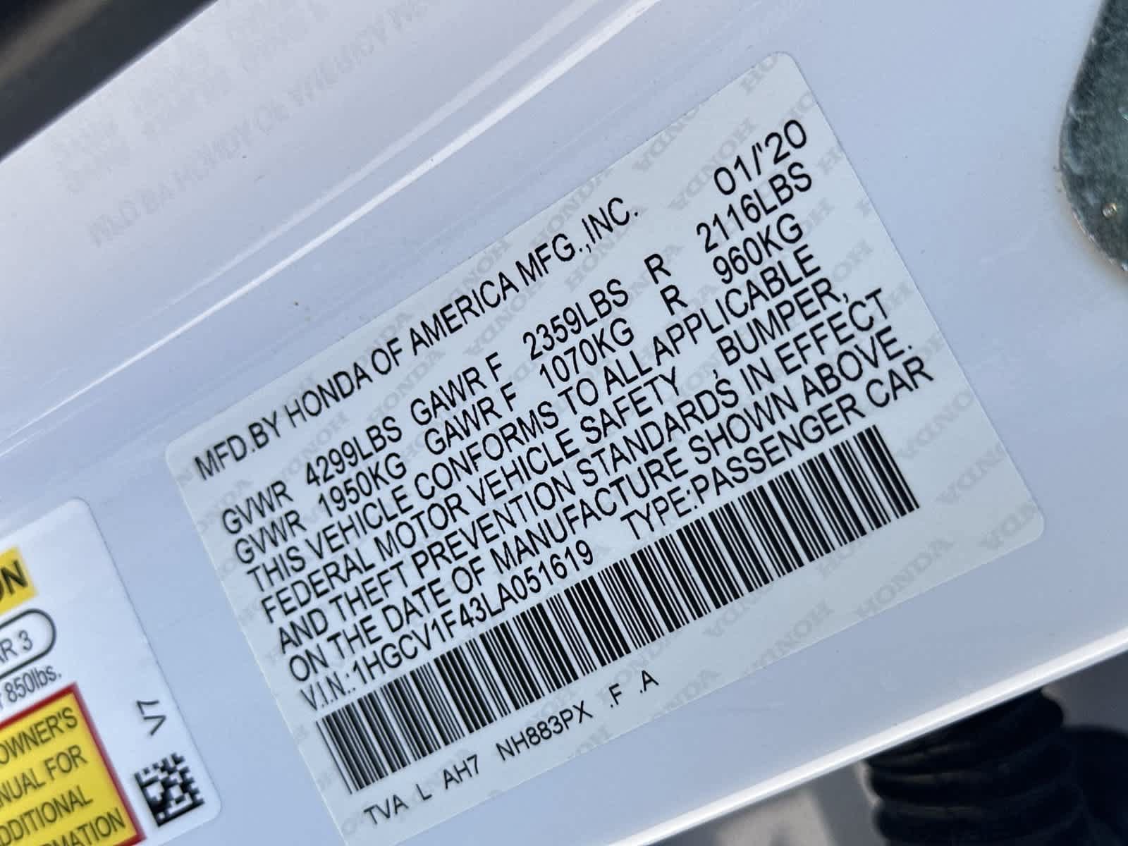 Certified 2020 Honda Accord EX image 22