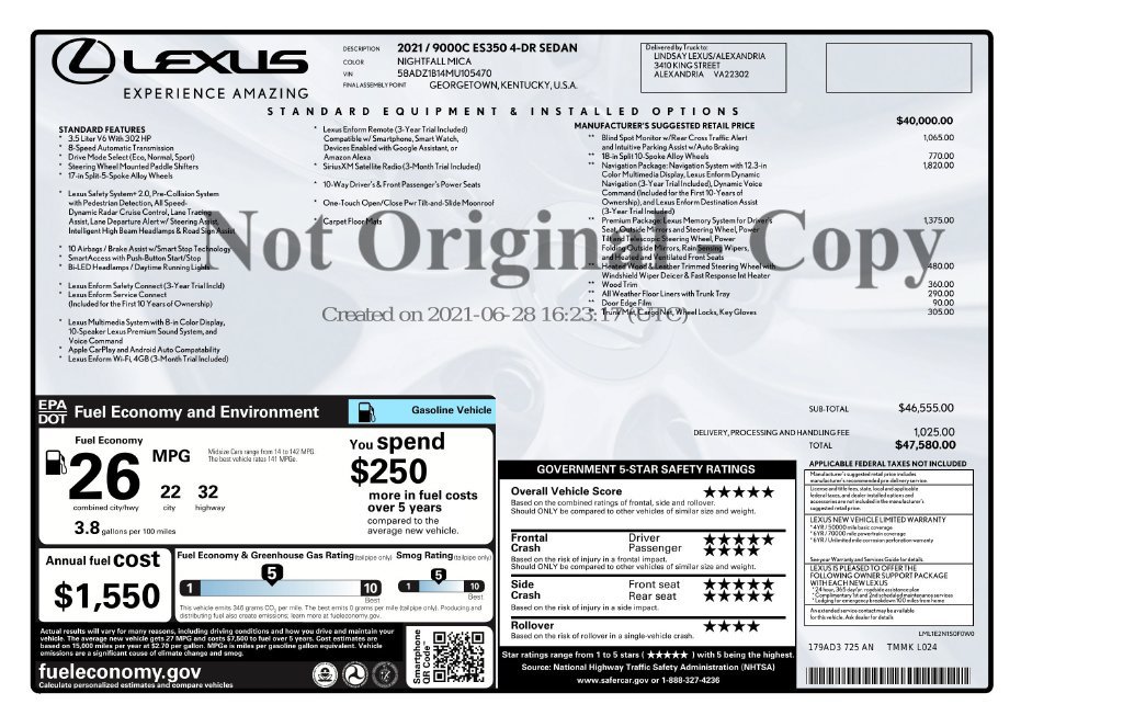 Used 2021 Lexus ES 350 w/ Premium Package FWD image 3