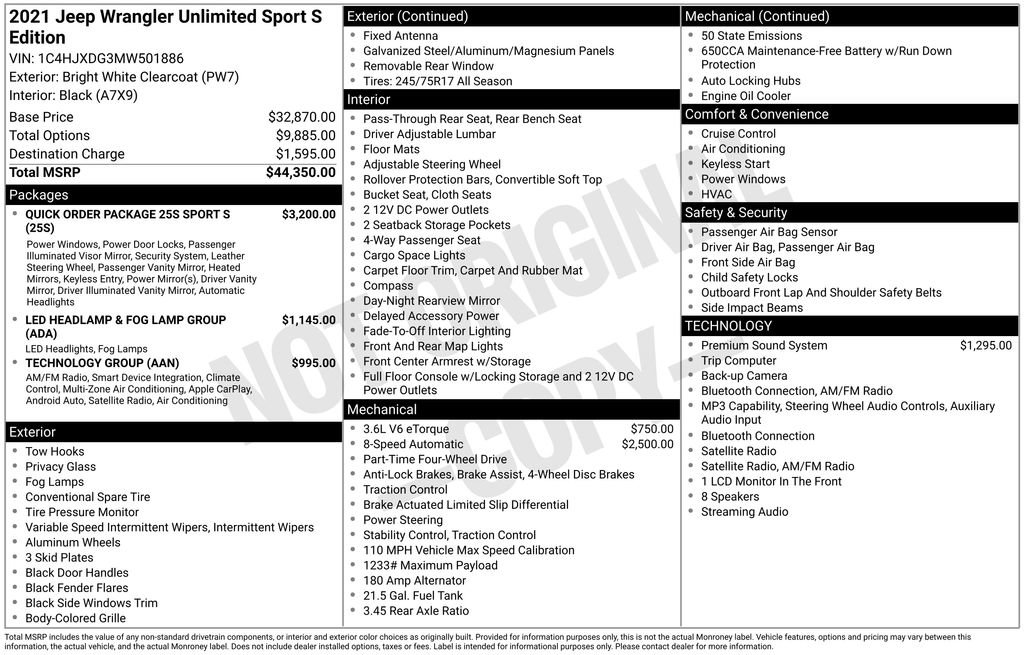 Used 2021 Jeep Wrangler Unlimited Sport AWD/4WD image 10