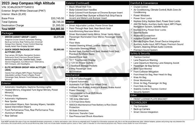 New 2023 Jeep Compass High Altitude w/ Driver Assist Group I AWD/4WD image 11