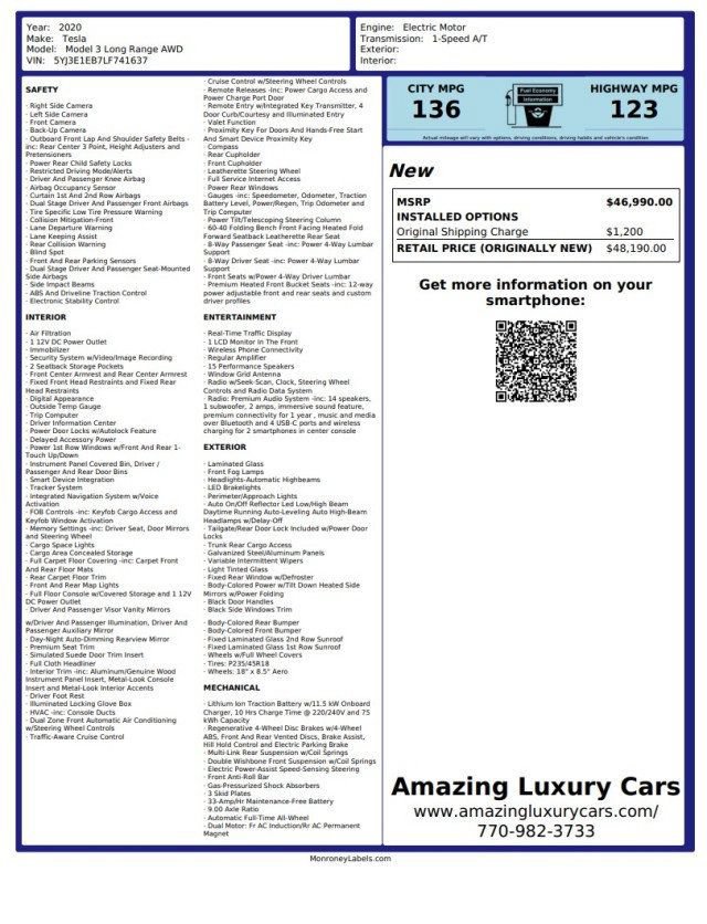 Used 2020 Tesla Model 3 Long Range AWD/4WD image 17