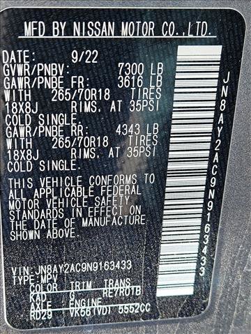 Used 2022 Nissan Armada SV w/ Cargo Package RWD image 15